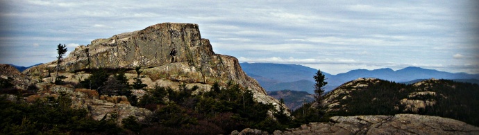 Little climber, big views near the summit of Mt. Chocorua. 